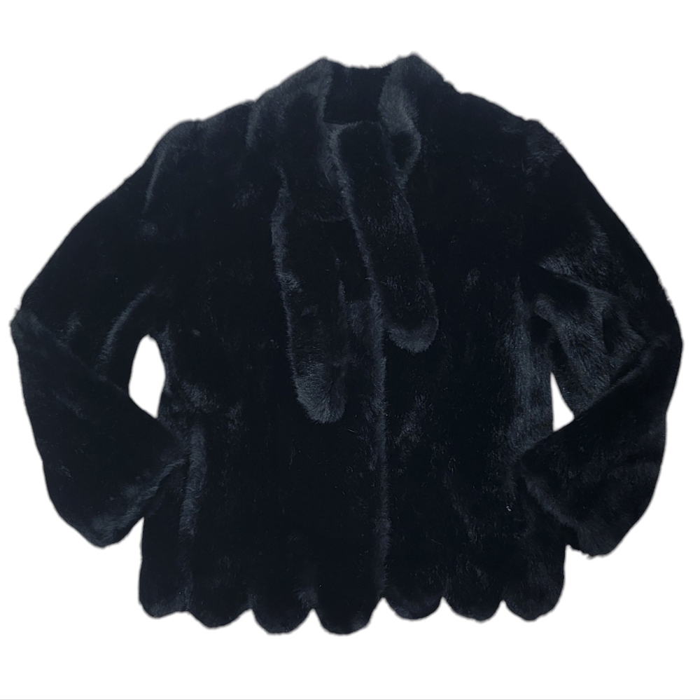 Vintage Xcentrix Women's Faux Fur Coat Black Formal Cropped Winter Jacket - Picture 16 of 16